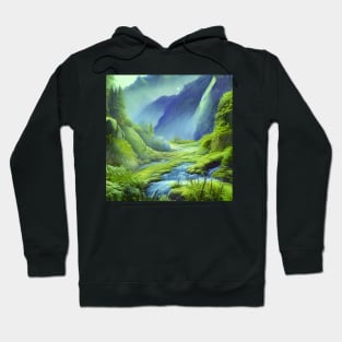 Digital painting of Mountains and River Hoodie